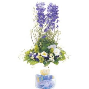 blue arrangement flowers